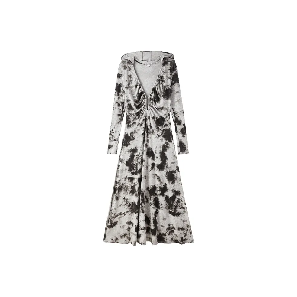 Lost In Echo Длинное платье с длинными рукавами женское спеклированный чернила темный цвет