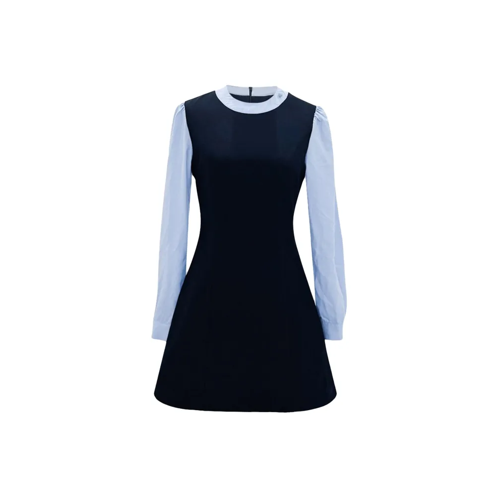 JOSR Длинное платье с длинными рукавами женское темно-синий