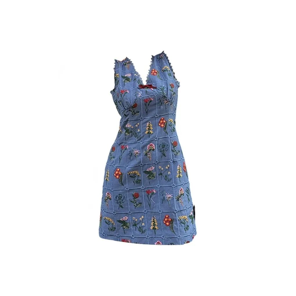 SKYA Без рукавов Платье Женское Синее