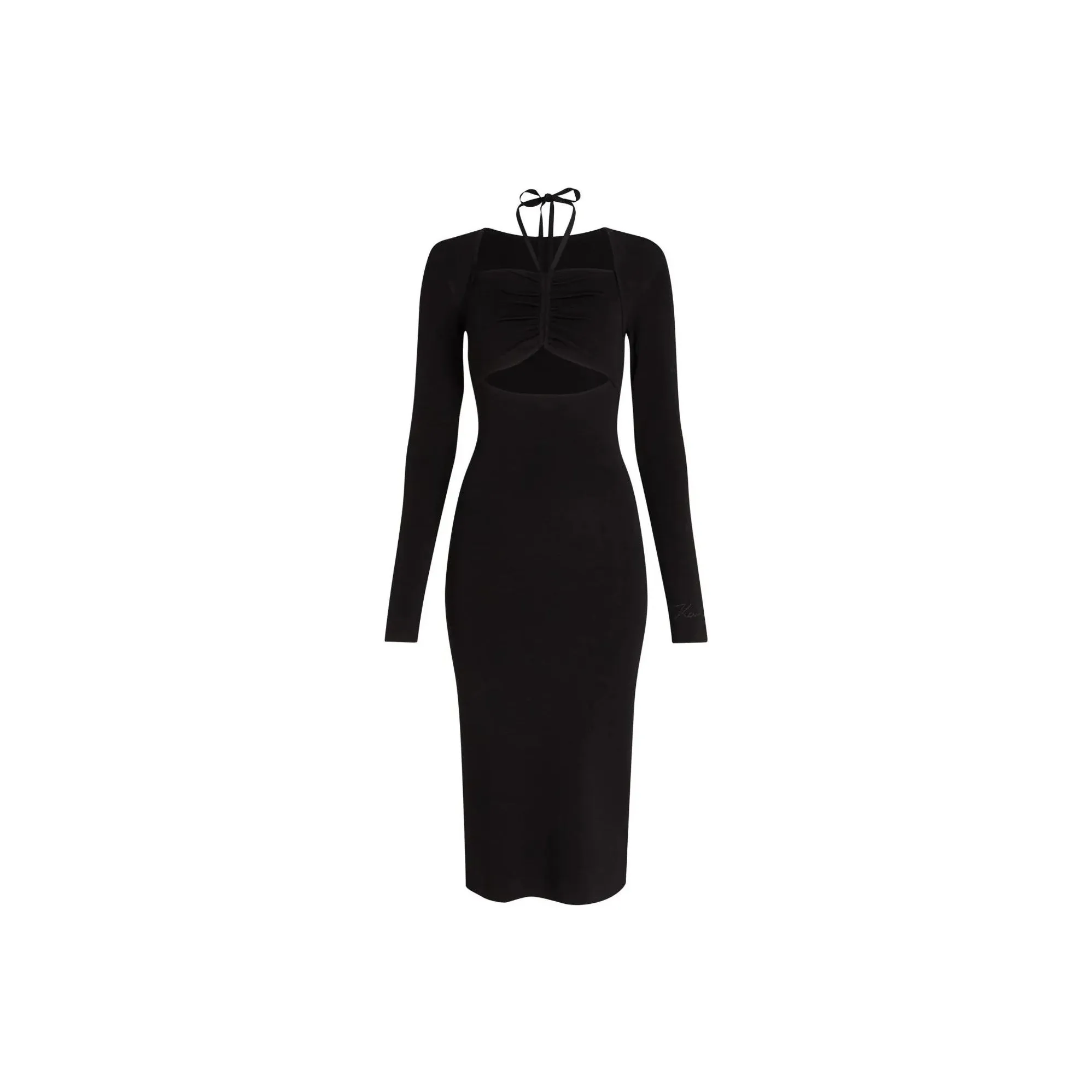 Karl Lagerfeld Cut out Long Sleeve Knit Dress