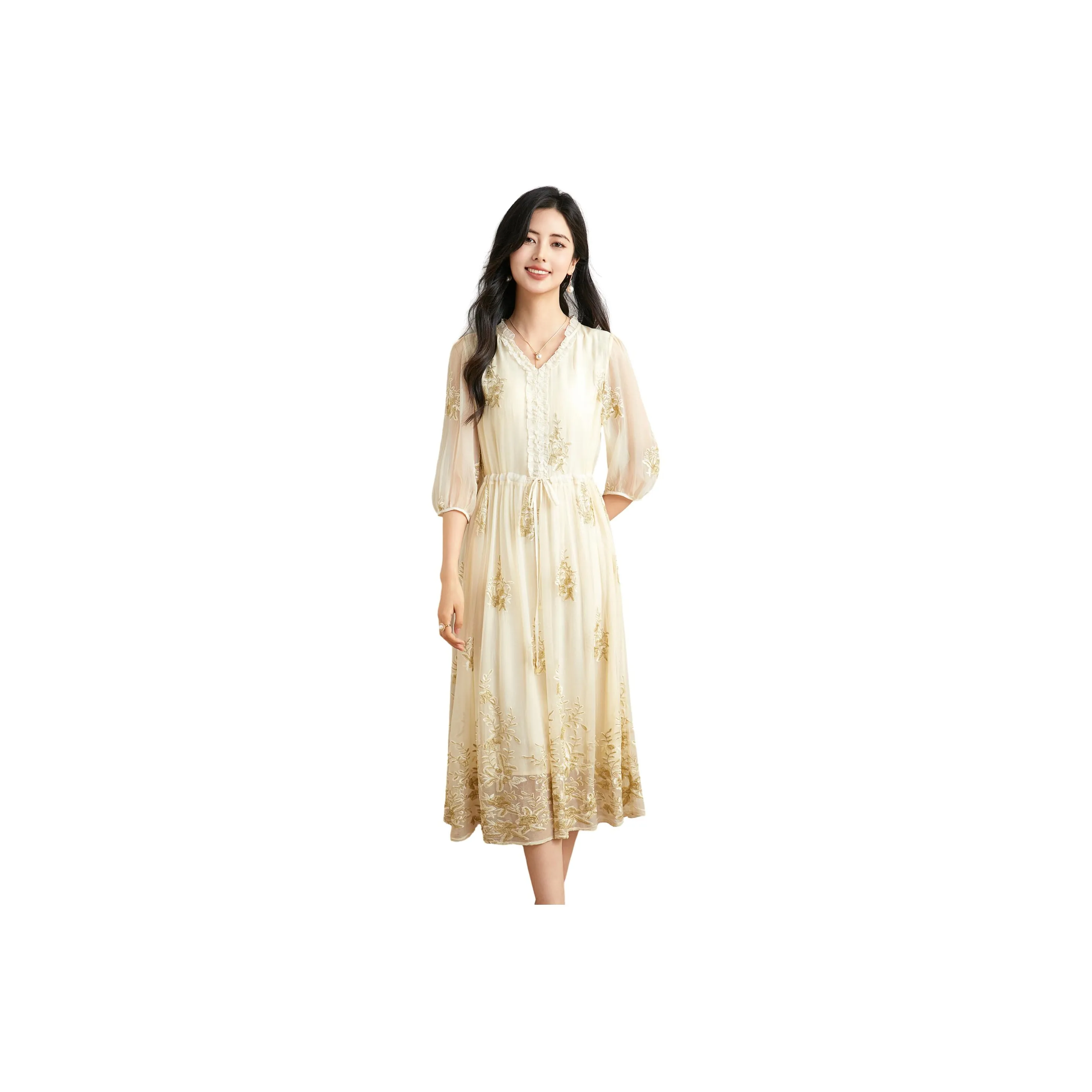 To The West Long Sleeved Dresses Women's Yellow