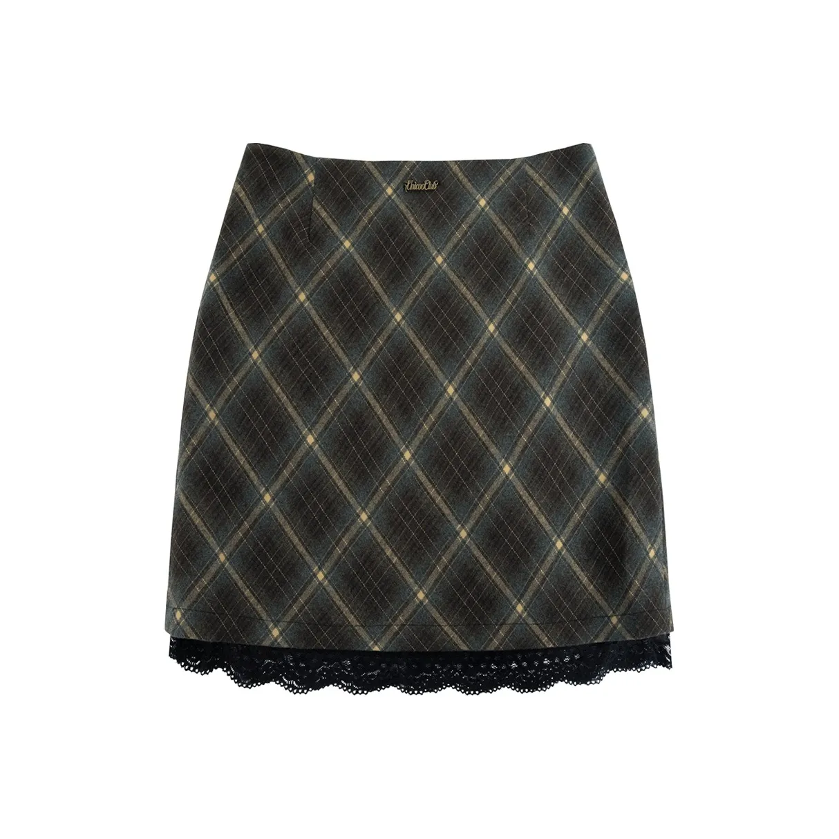 UNIFREE Повседневные короткие юбки Женские Серый Коричневый Клетка