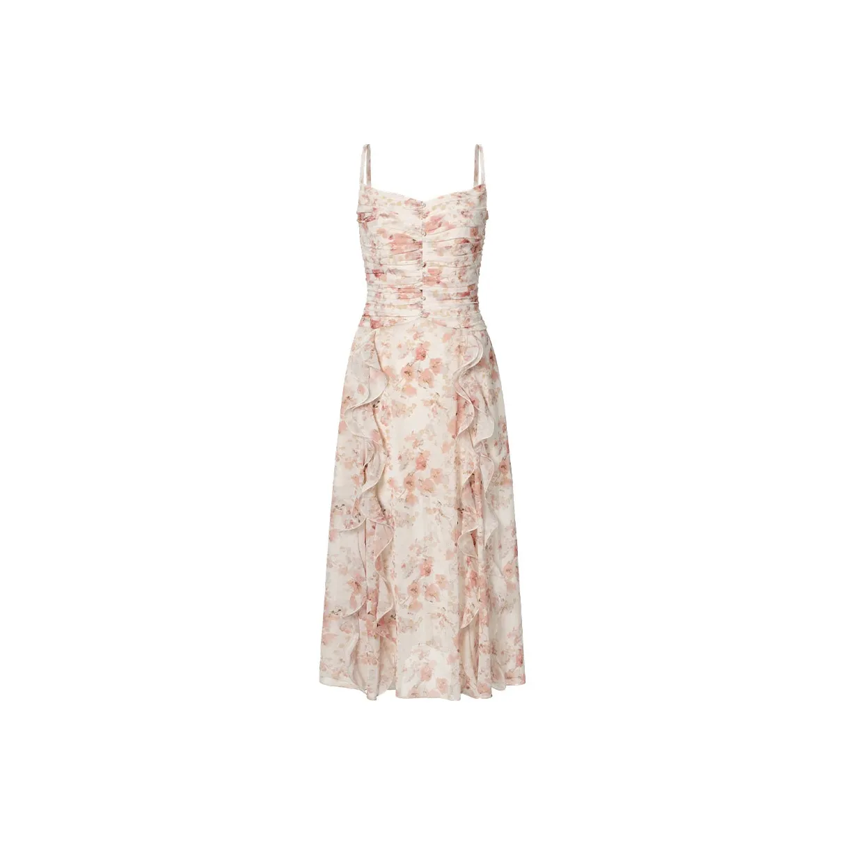 TAMMY TANGS Slip Dress Women's Orange Pink Print