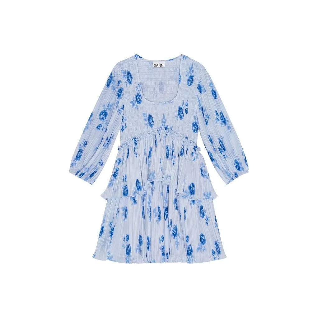 GANNI SS24 Длинное платье с длинными рукавами женское цвет вереск