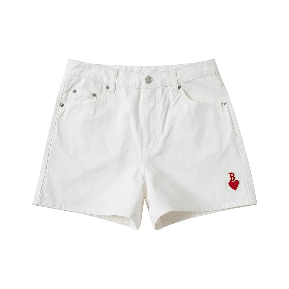 MLB SS23 Heart Heart Series Denim Shorts Women's White