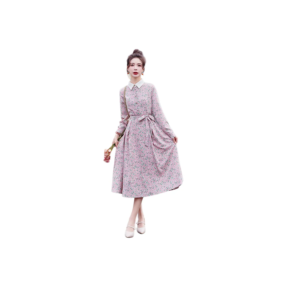 MJ Женские Длинные Платья с Длинными Рукавами