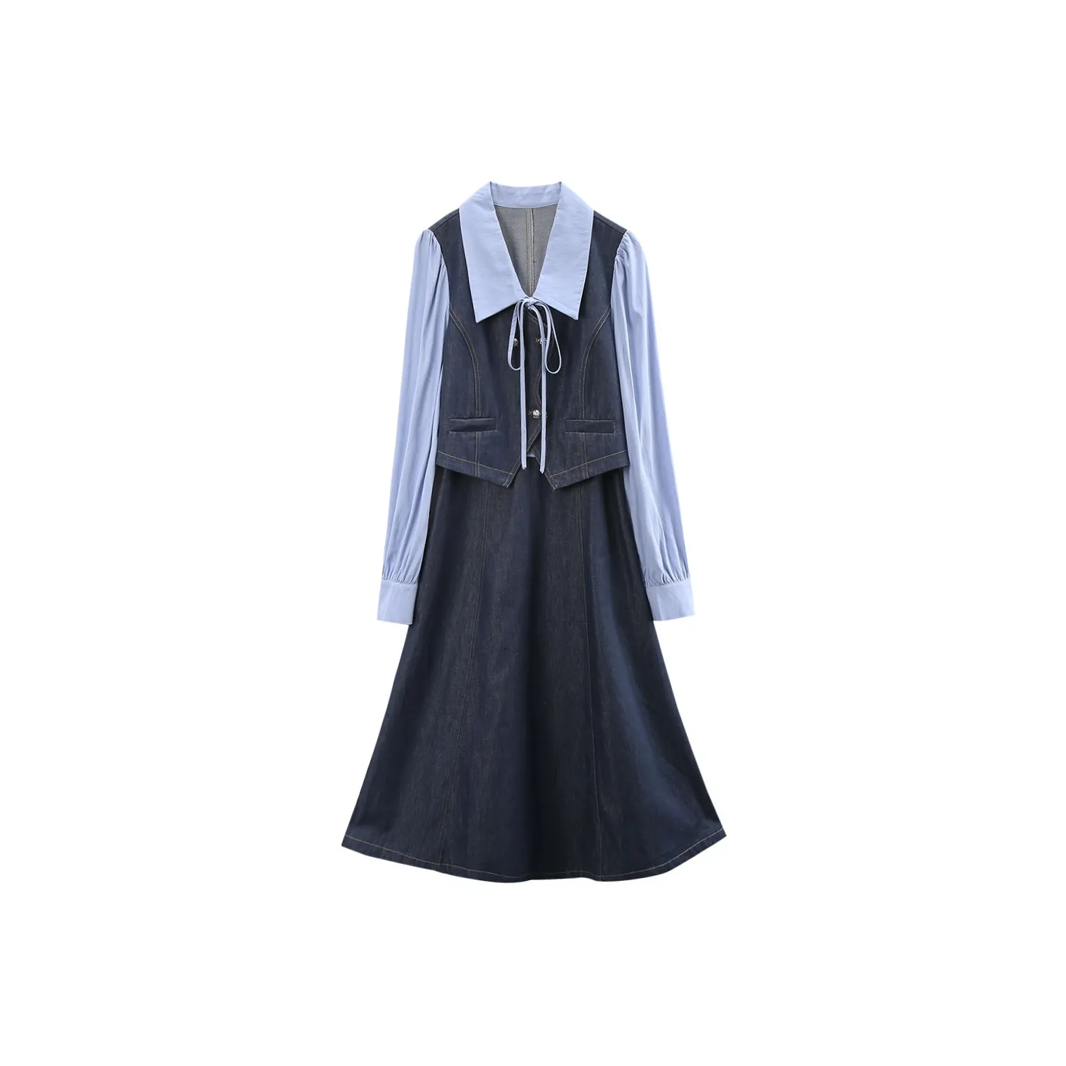 A Paradise For Awakening Long Sleeved Dress Women's Denim Blue
