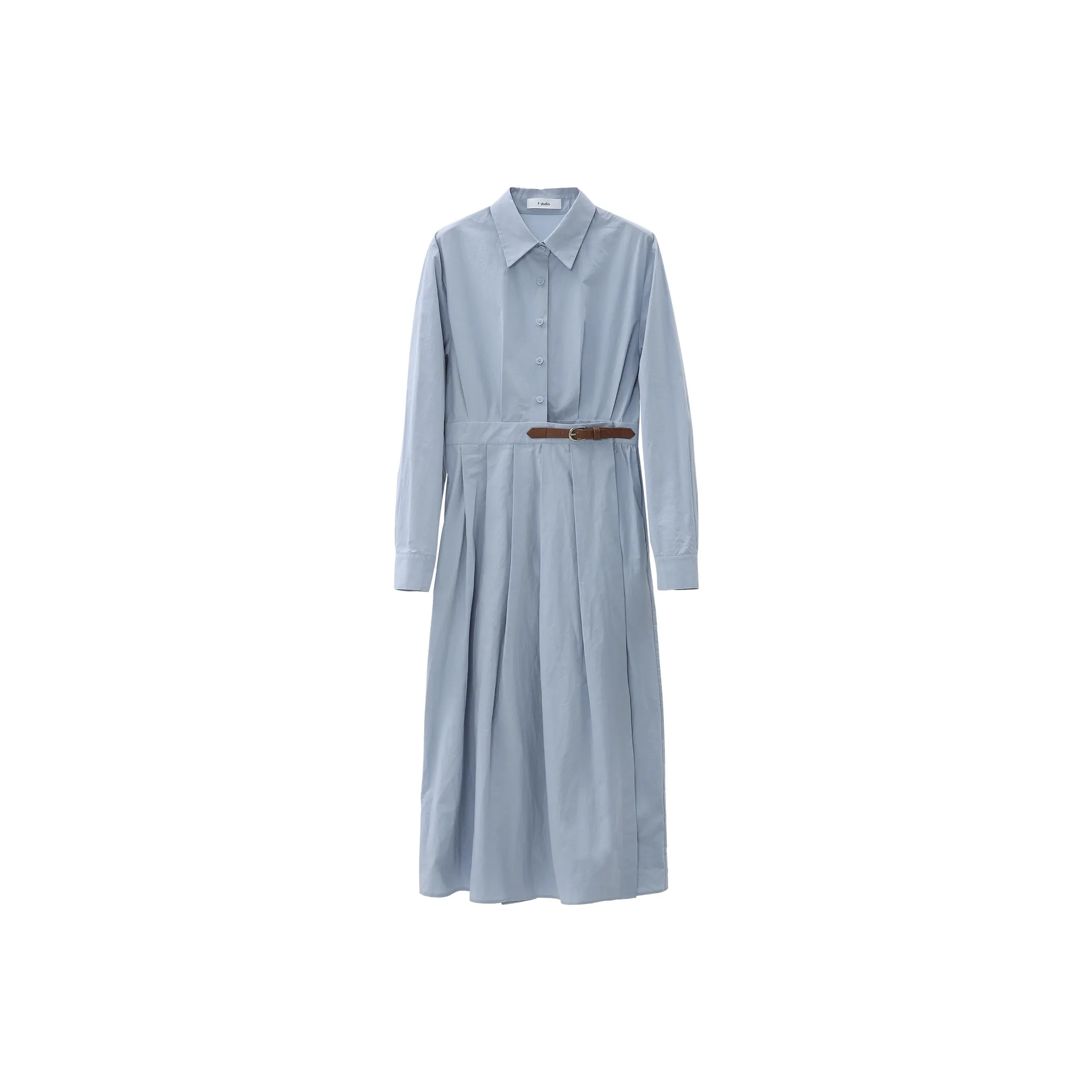 Fstudio Long Sleeved Shirt Dress Women's Blue