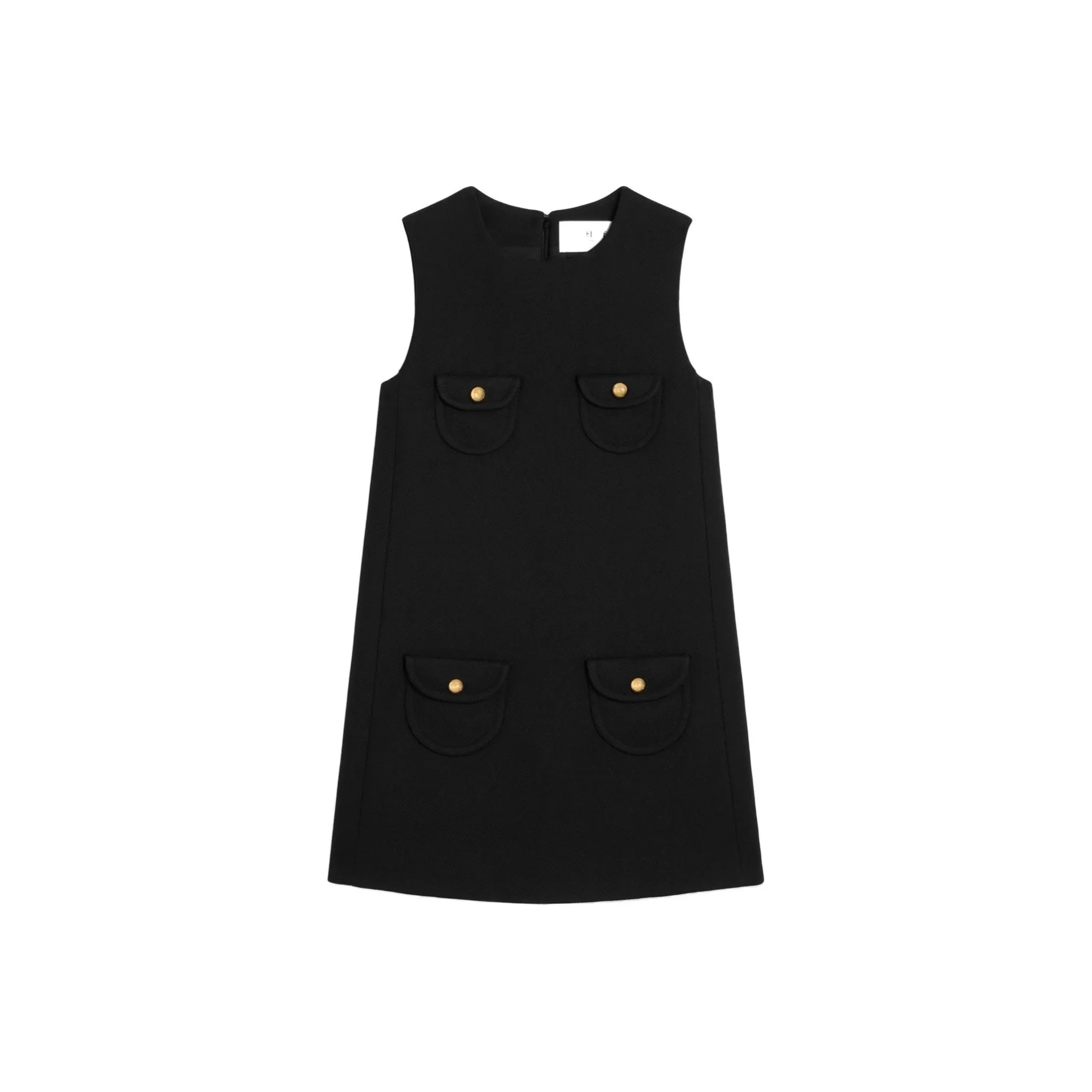 CELINE Trapeze Mini Dress In Double Faced Wool Tricotine