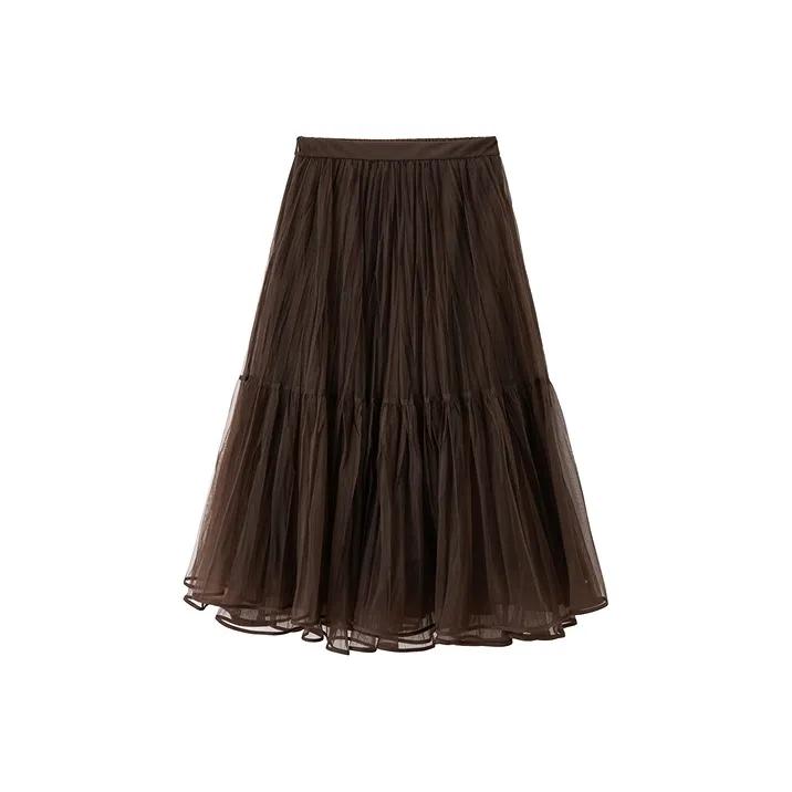 PEACEBIRD Casual Long Skirts Women's Brown
