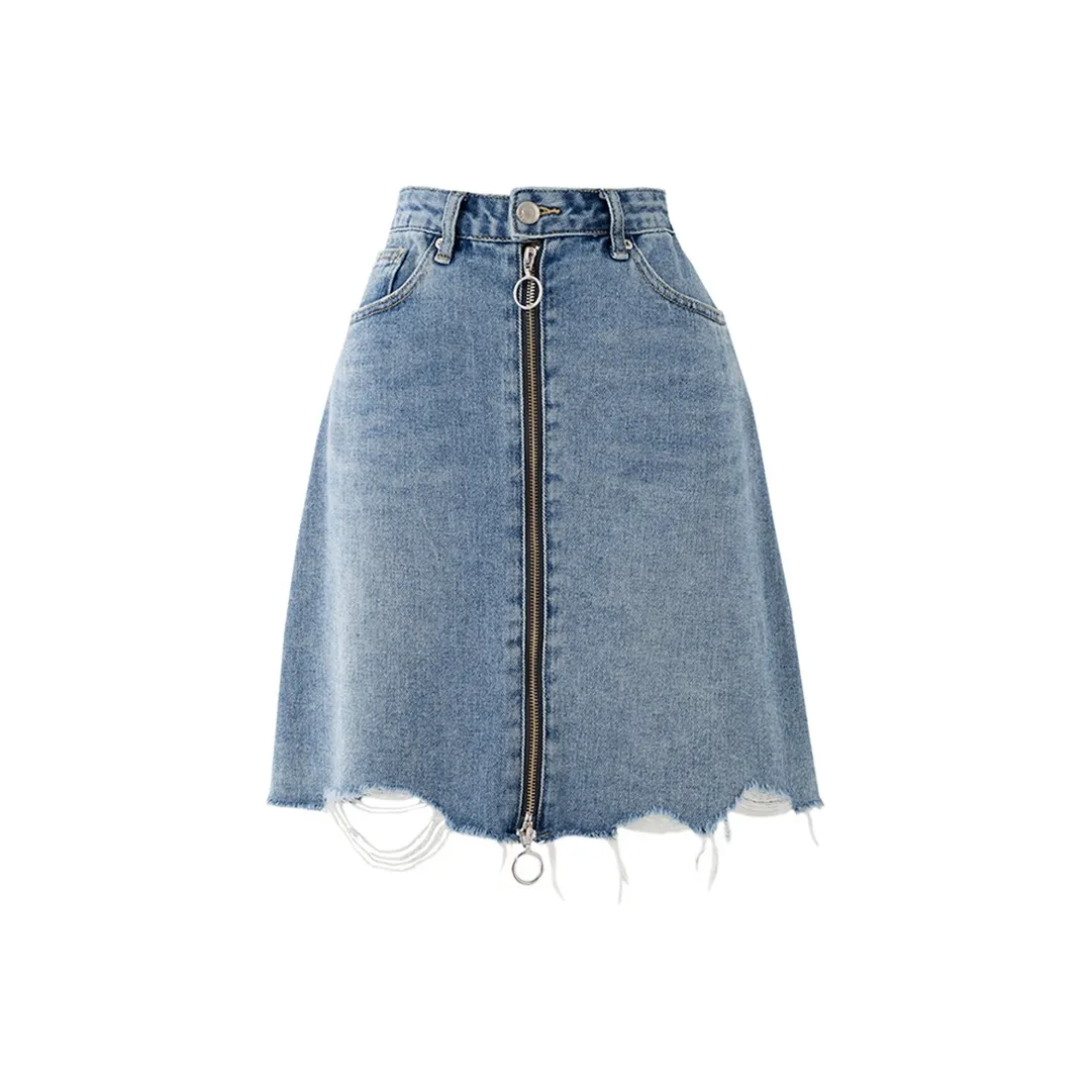 SOON FLOWER Denim Short Skirts Women's Light Blue