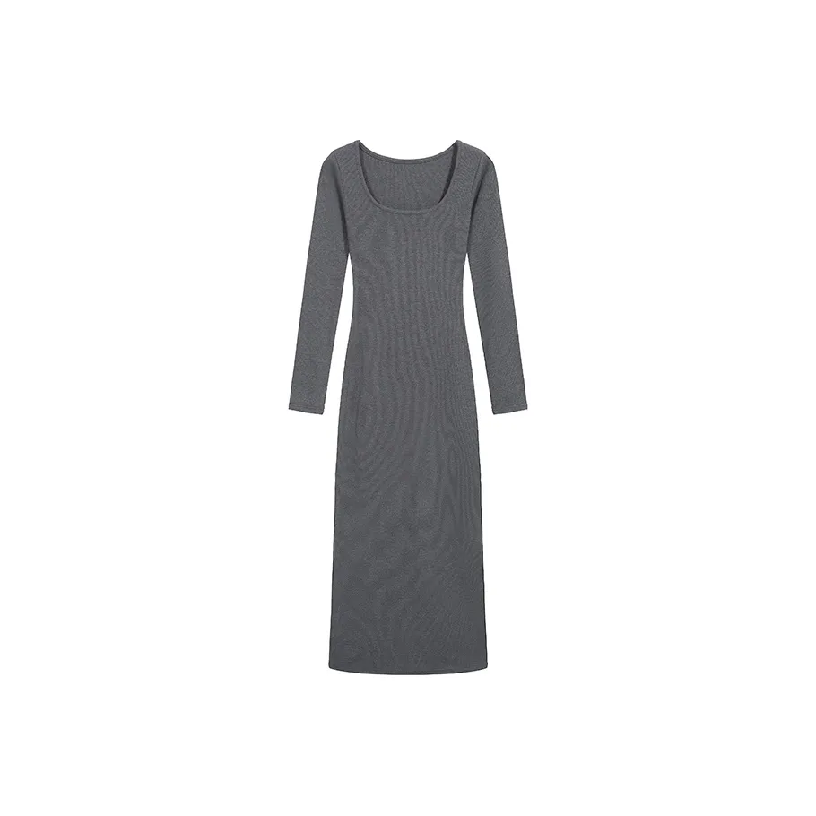 ABBY GODDESS Длинное платье с длинными рукавами женское серого цвета