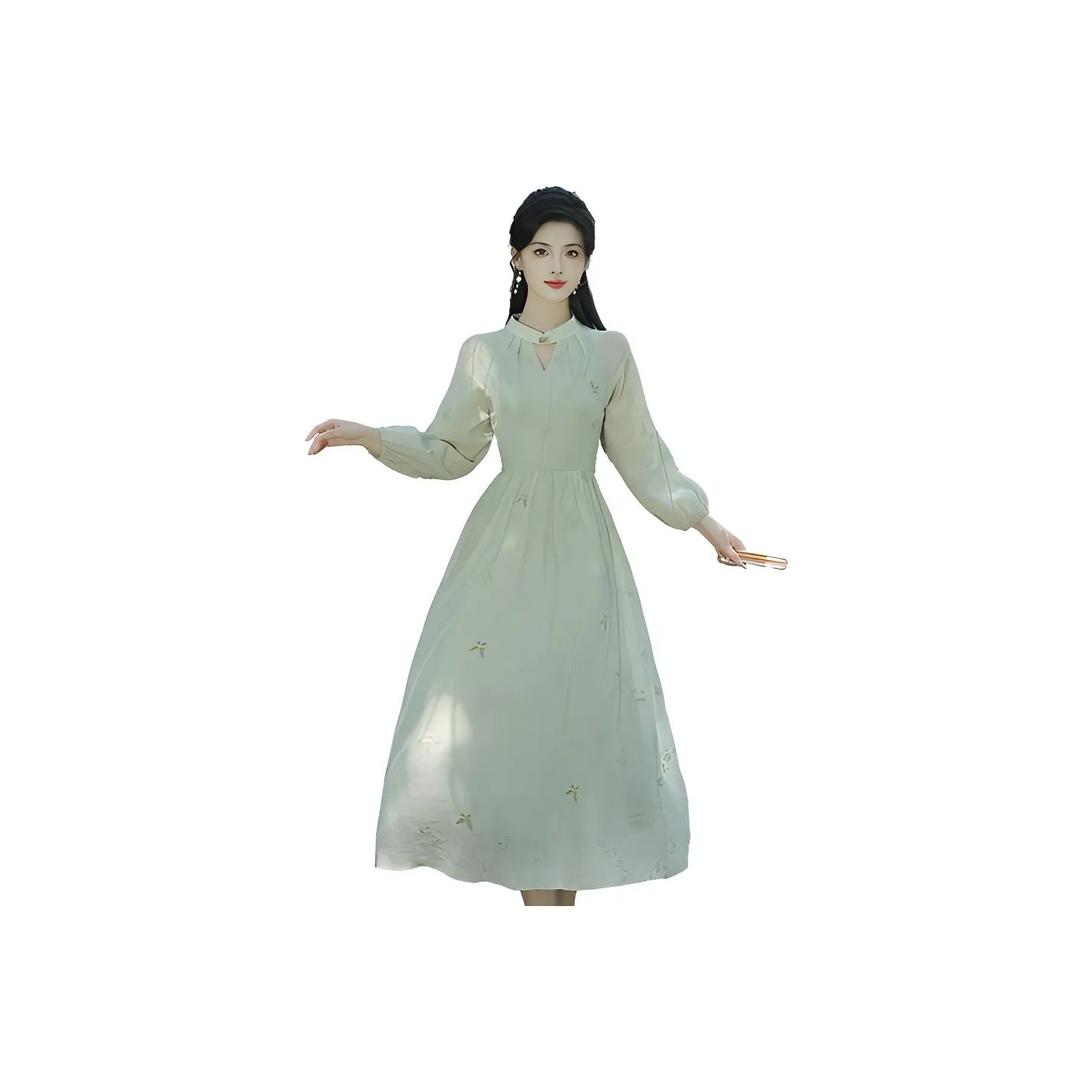 Mochahome Long-Sleeved Dresses Women's Light Green