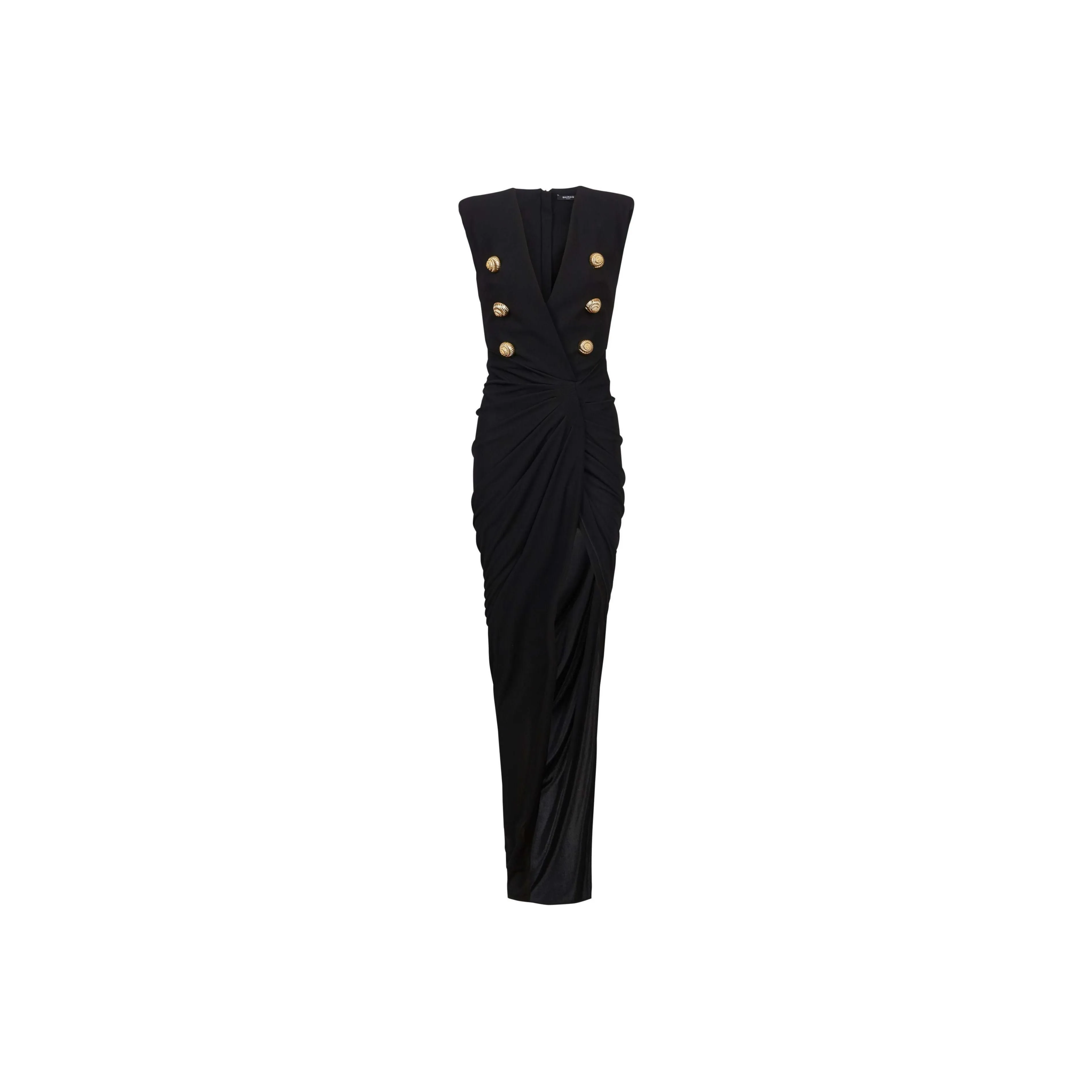 BALMAIN V Neck Tailored Maxi Dress