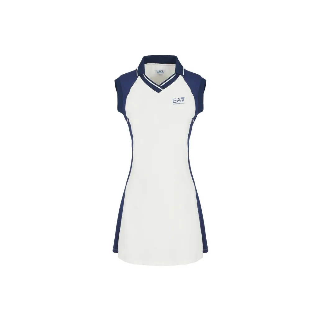 EMPORIO ARMANI EA7 SS25 Без рукавов Платье Женское Белое Синий