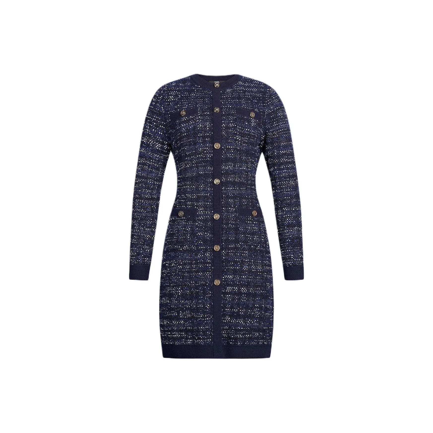 KARL LAGERFELD Длинное платье с длинными рукавами женское синее