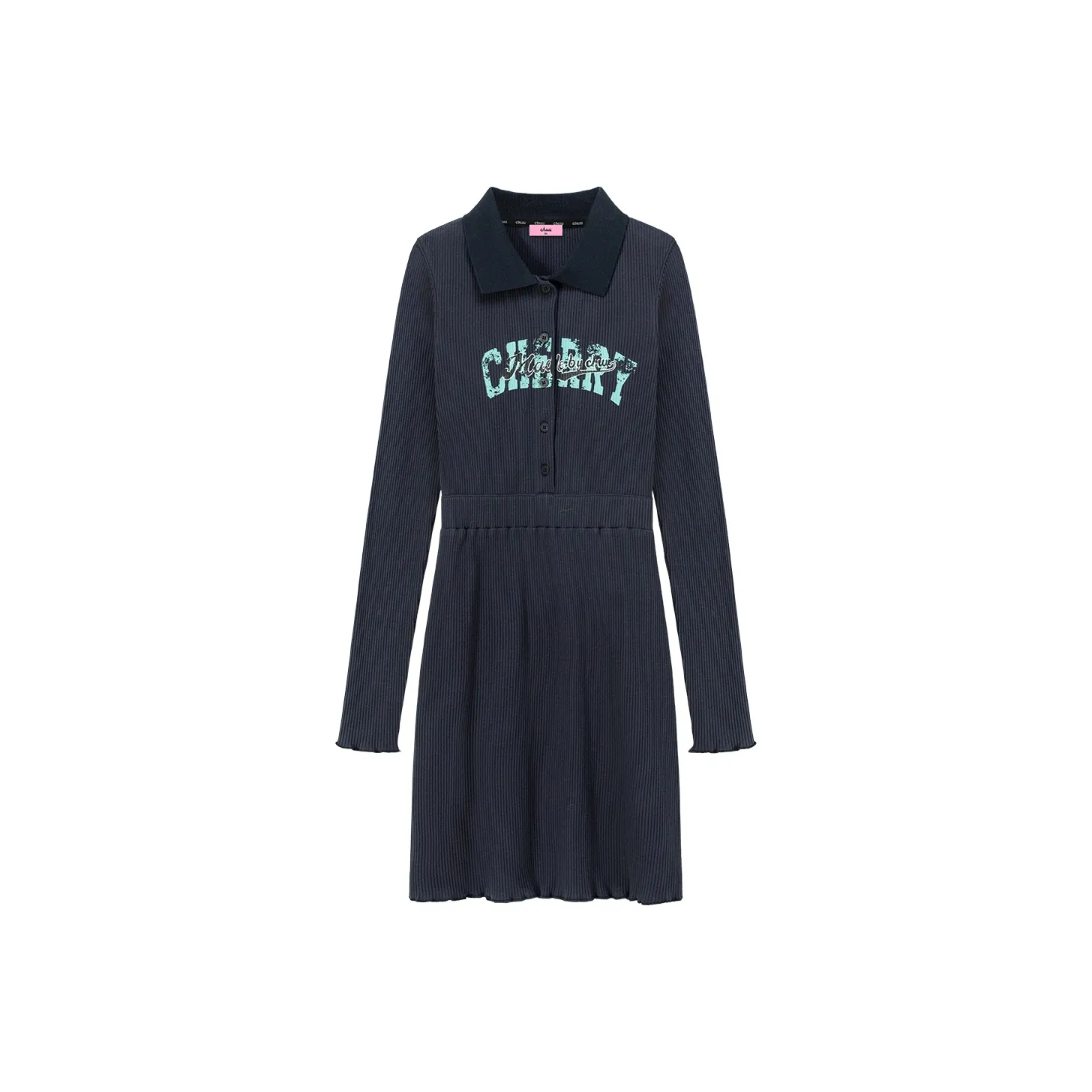 CHUU Темно-синий Женские Длинные Платья с Рукавами