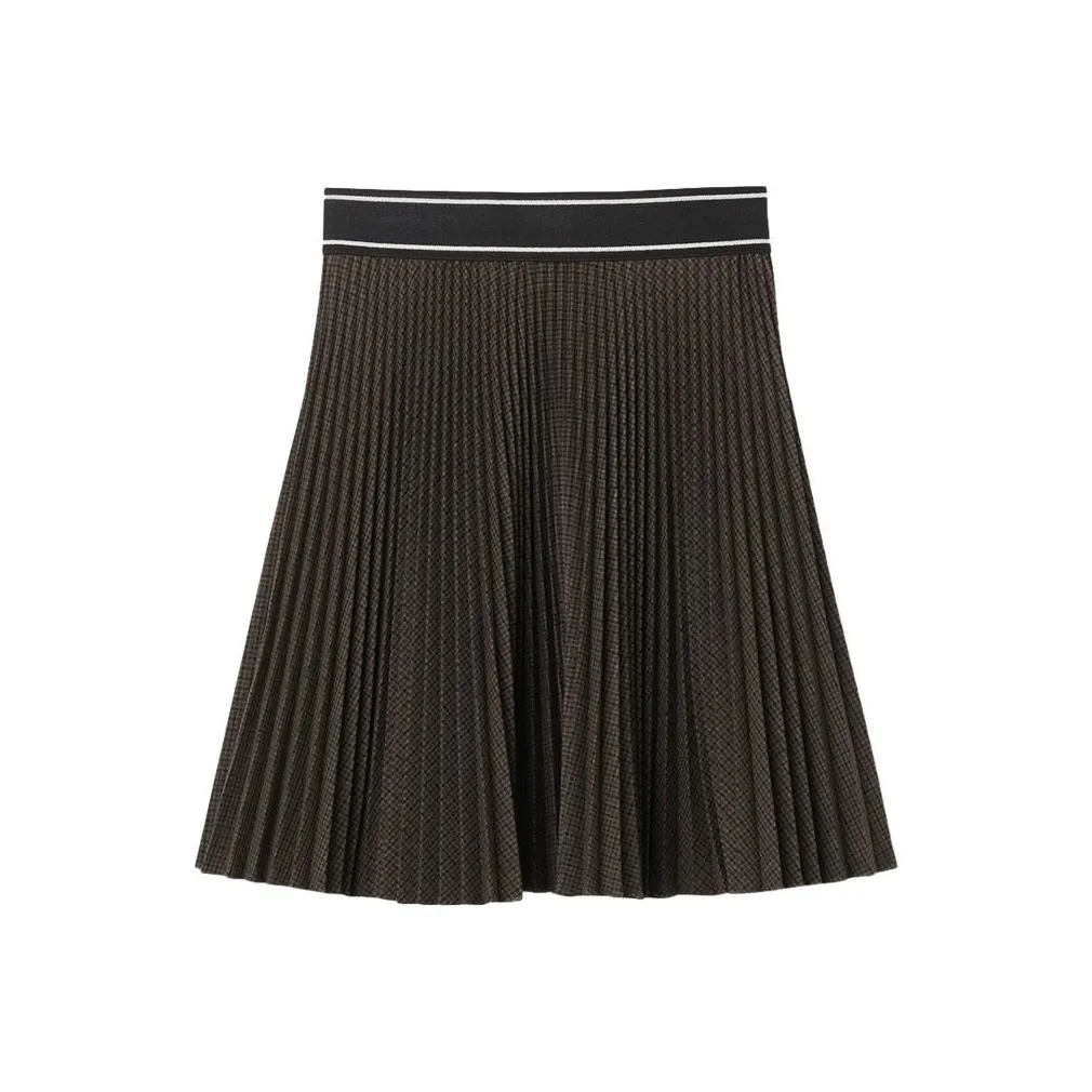 Sandro Plaid Check Pleated Miniskirt