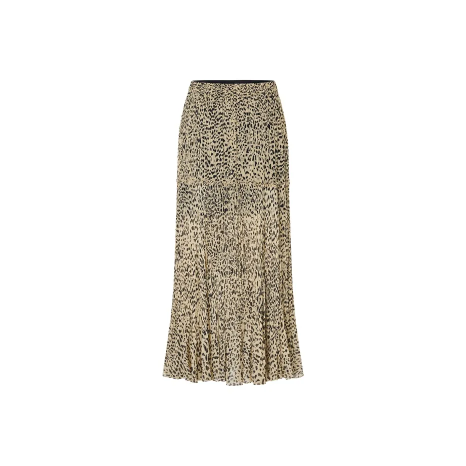 MOCO Casual Long Skirt Women's Brown Apricot Leopard Print