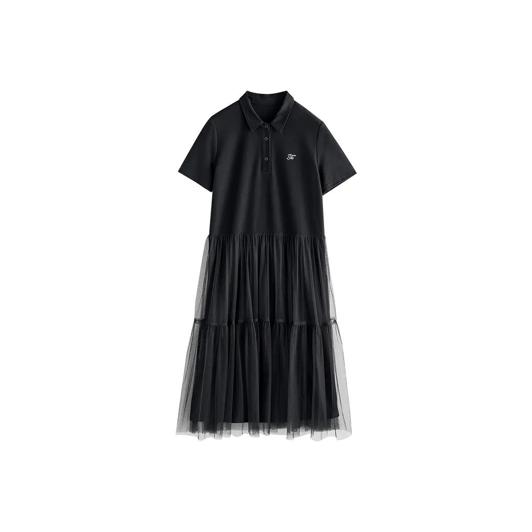 Initial Language Short Sleeved Dresses Women's