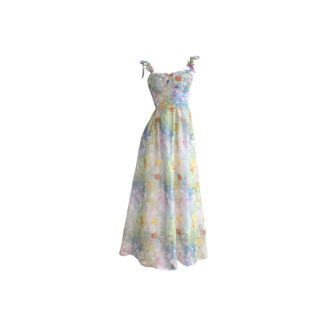 Icicofficial Slip Dress Women's Oil Painting Pink Blue