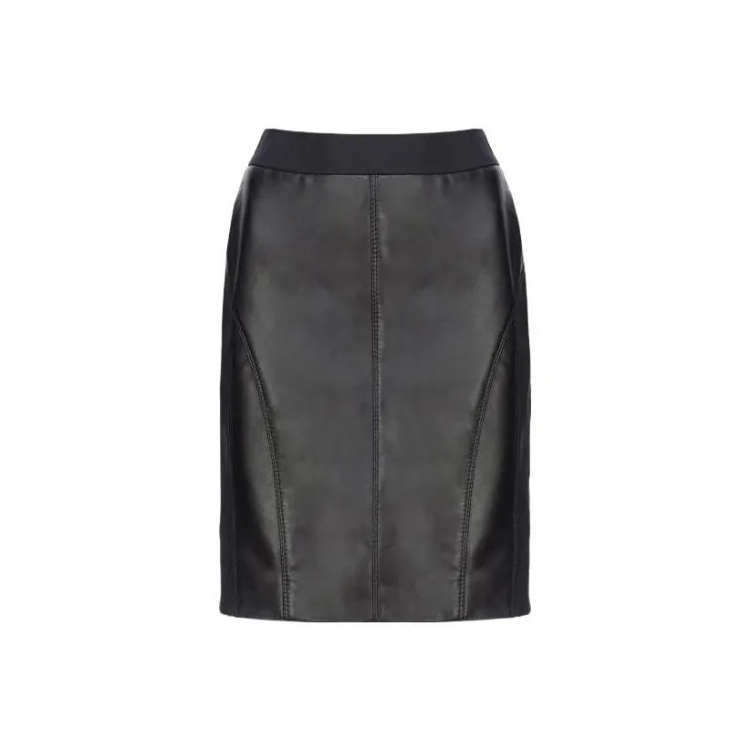 PINKO Юбка из кожи и ткани Повседневная Короткая Женская Черная