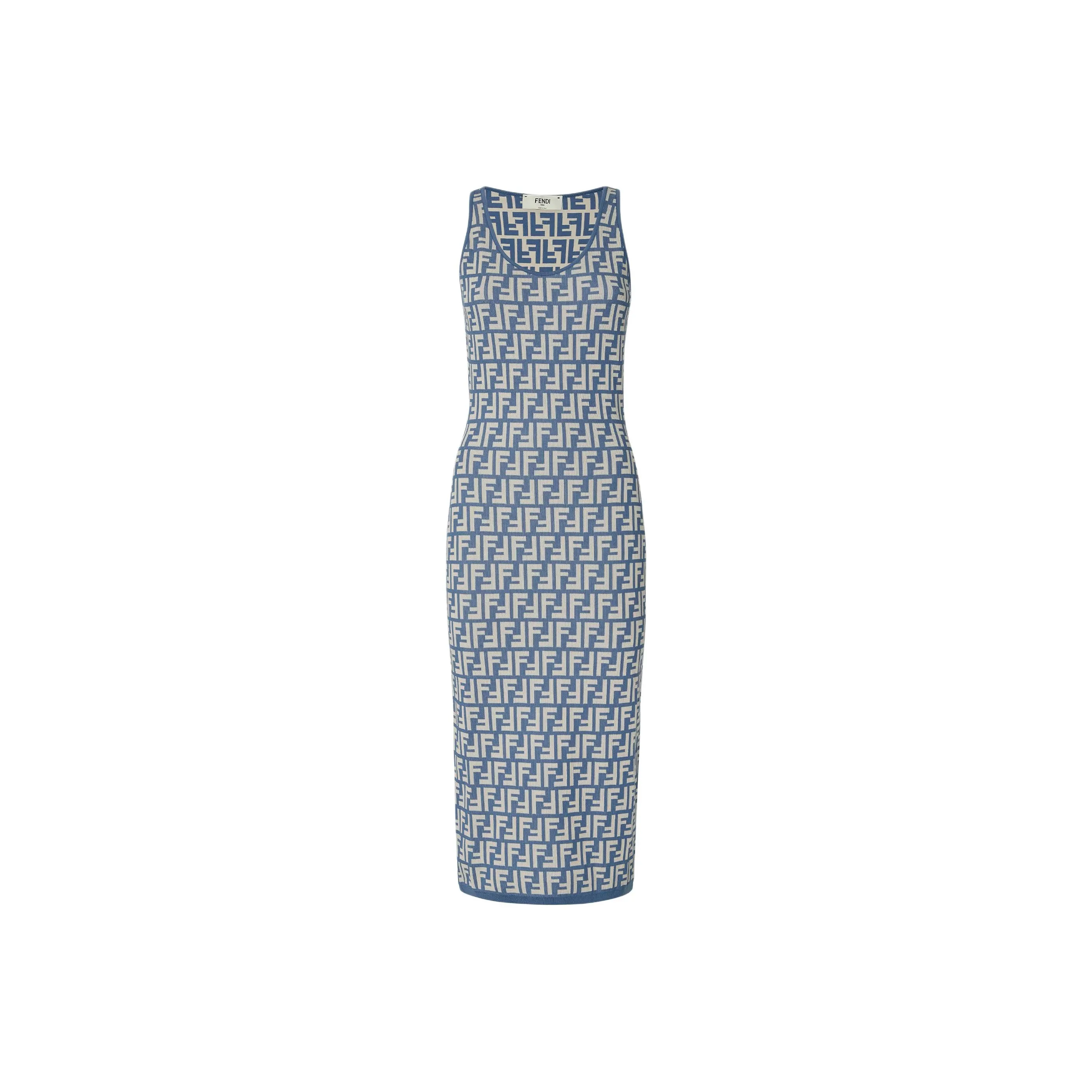 FENDI Monogrammed Sleeveless Ribbed Dress