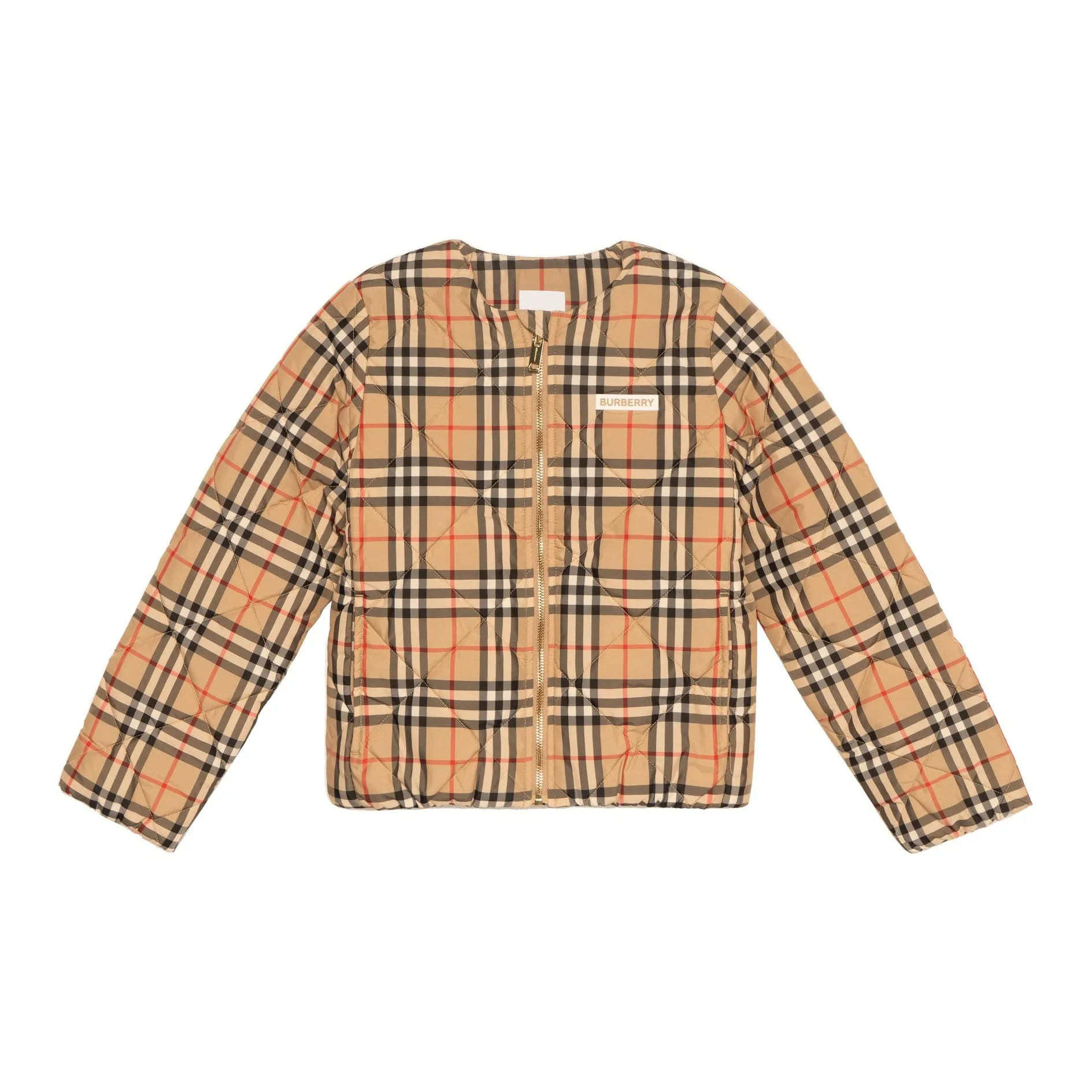 Burberry Хлопковый пуховик Архив Бежевый Детский