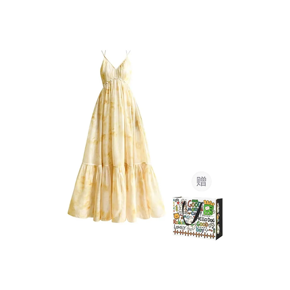 ZVJH Slip Dresses Women's Yellow