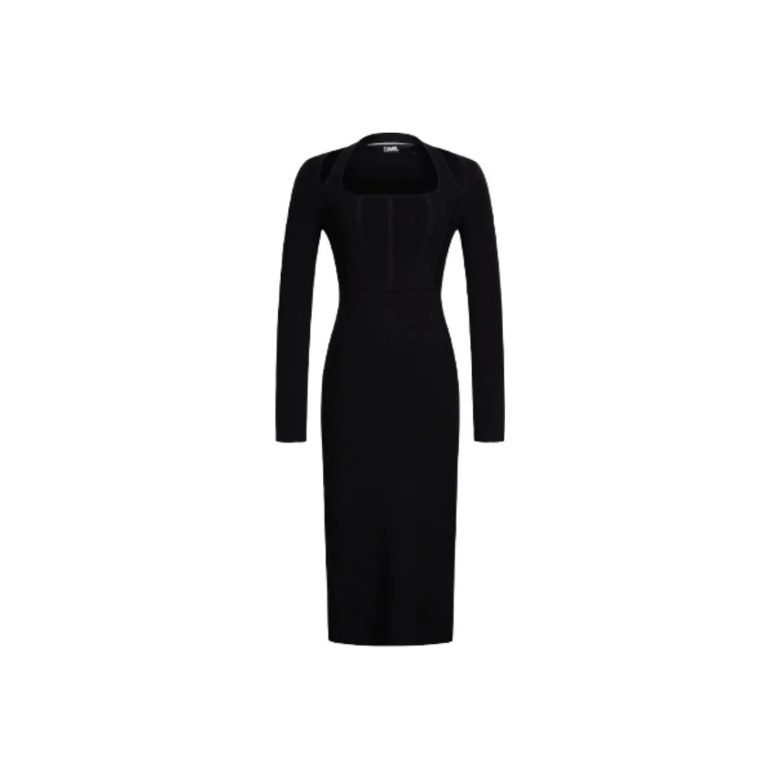 KARL LAGERFELD Длинное платье с длинными рукавами женское черное