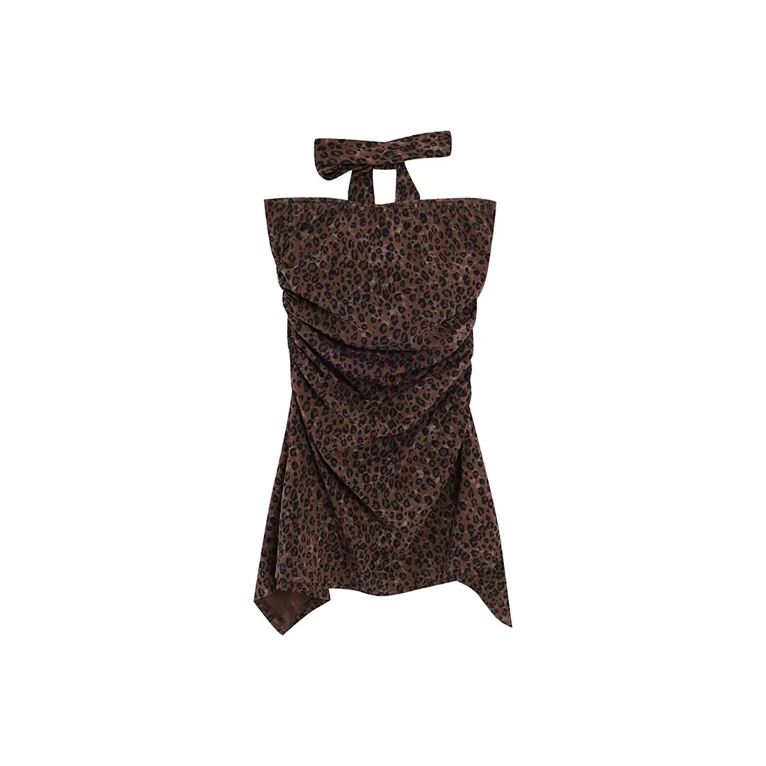 MO VOICE Без рукавов Платье Женское с леопардовым принтом Платье без бретелек