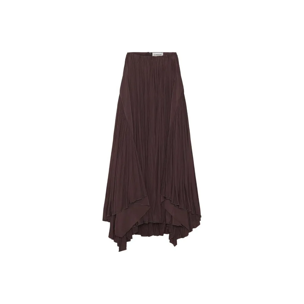 Lanvin High Waist Asymmetric Gathered Maxi Skirt