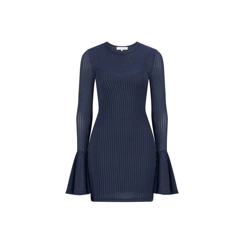 ELLIATTCOLLECTIVE Длинное платье с длинными рукавами женское темно-синий