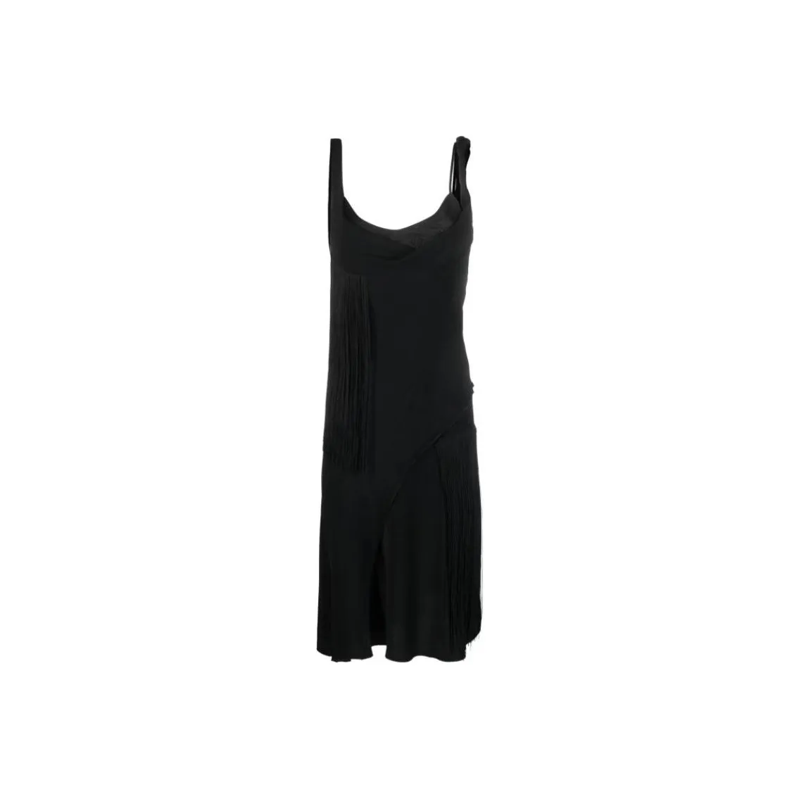 Victoria Beckham Asymmetric Fringed Midi Slip Dress