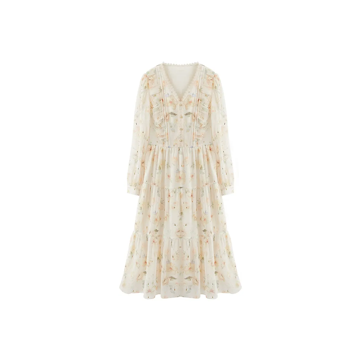 XIANGYING Long Sleeved Dress Women's Yellow