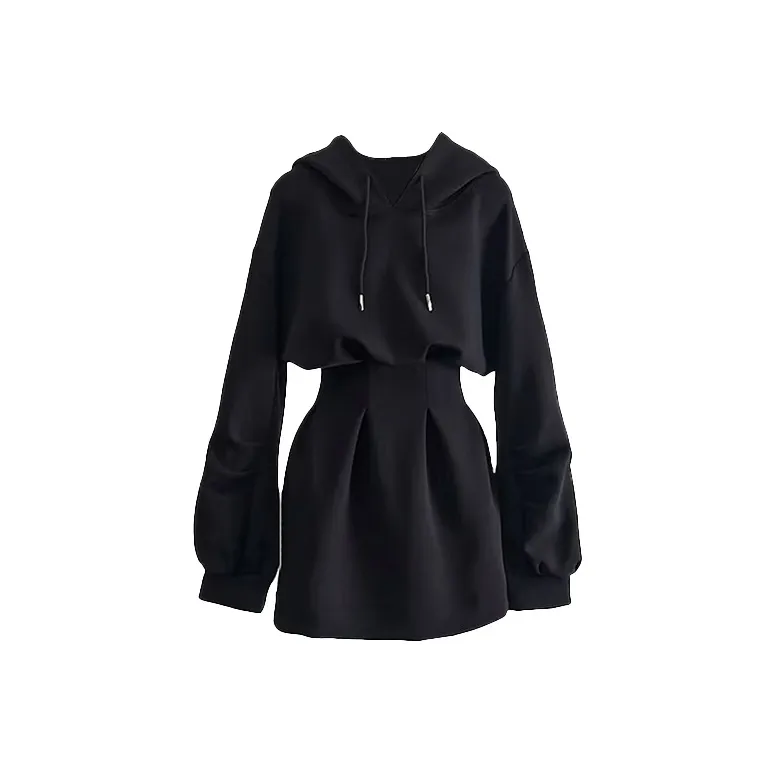 SYEEE WITH U Длинное платье с длинными рукавами женское черное