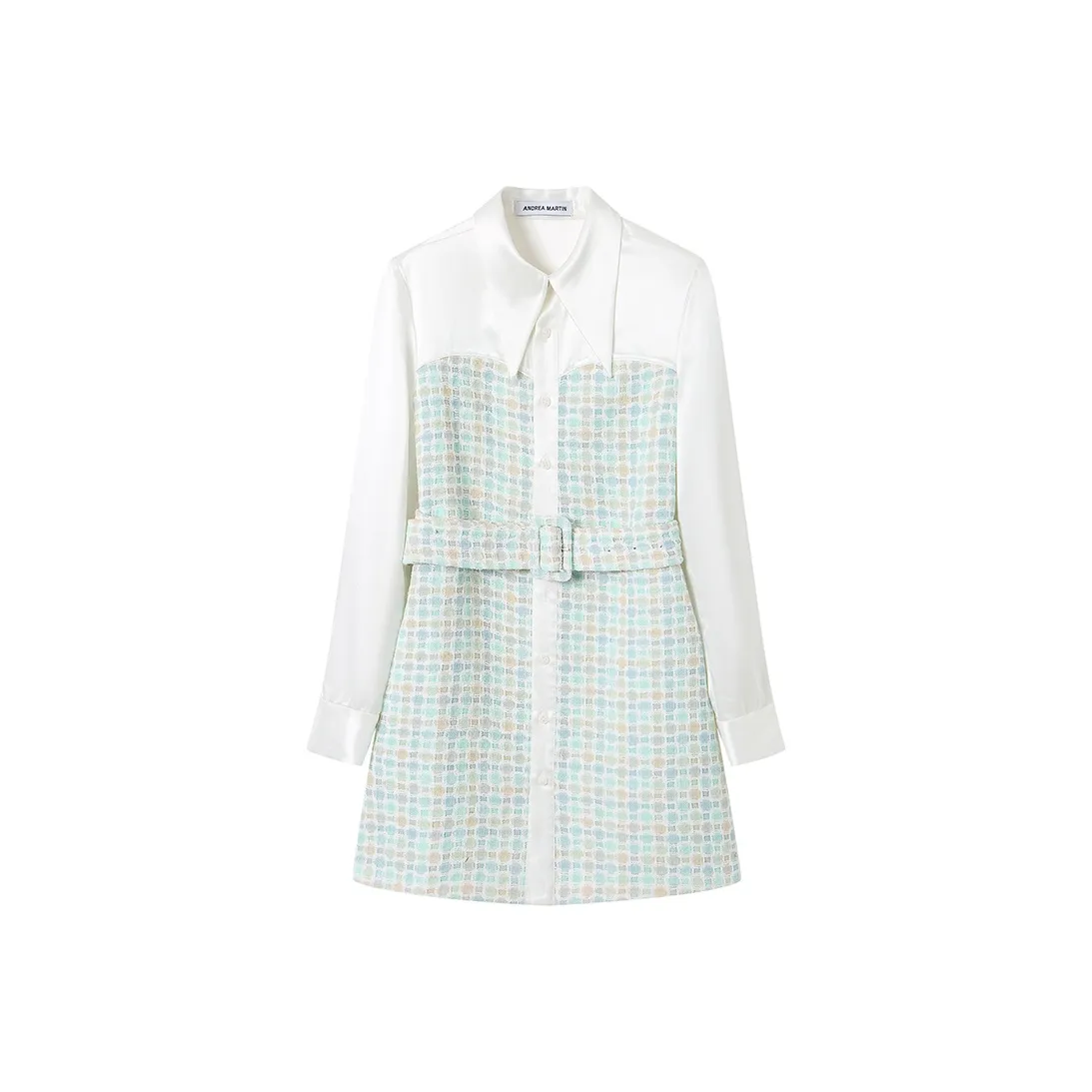 ANDREA MARTIN Long Sleeved Dress Women's Blue White