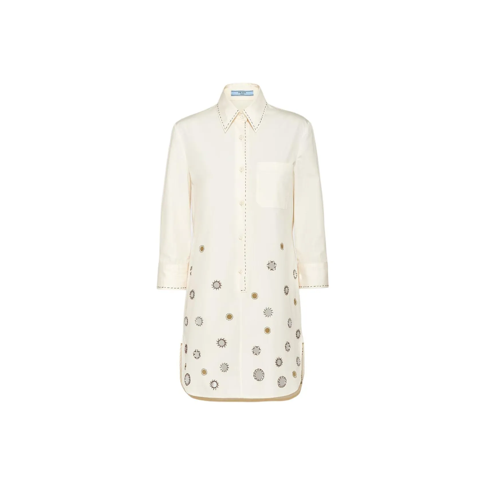 PRADA Appliqué-Detailed Button-Up Shirtdress