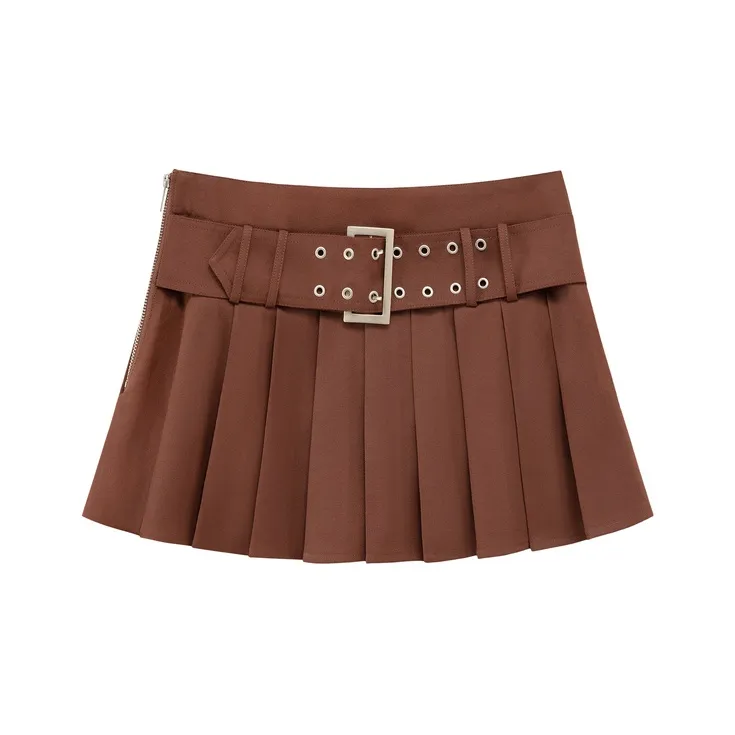 CHUU Повседневные короткие юбки Женские Коричневый