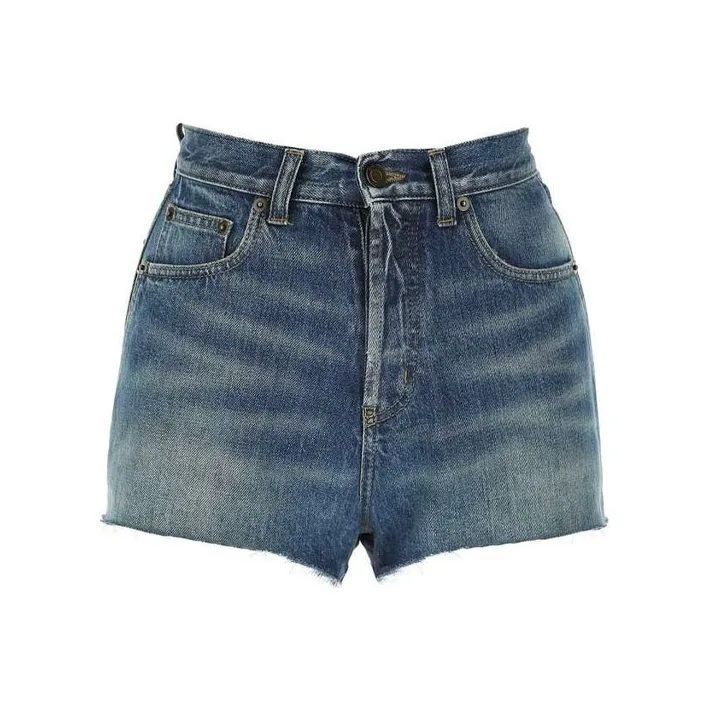SAINT LAURENT High Rise Denim Shorts