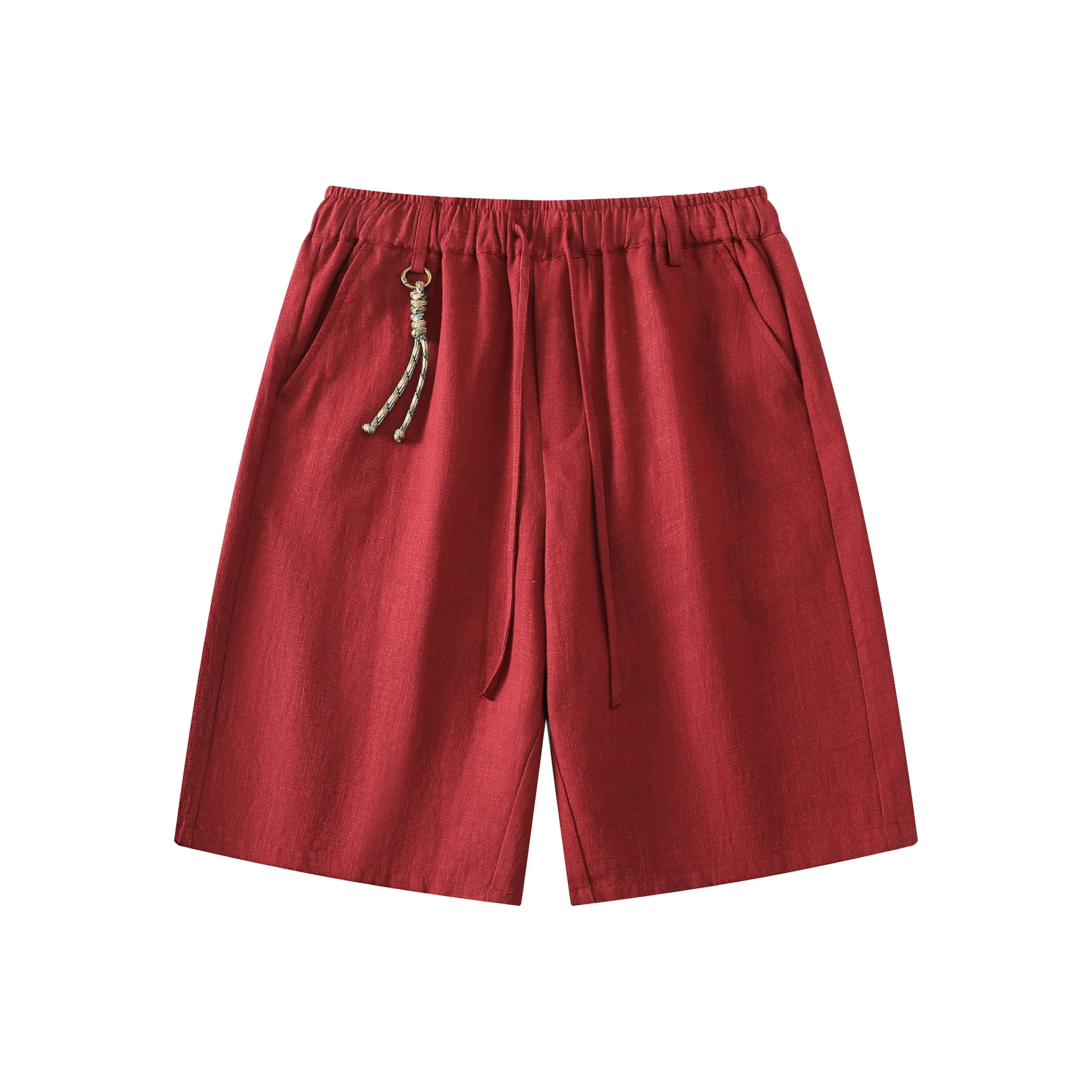 JIARONG Удобный Красный Новый китайский стиль Мужская одежда Модный Китайский стиль Активный отдых MID Длина Брюки 2025 Унисекс