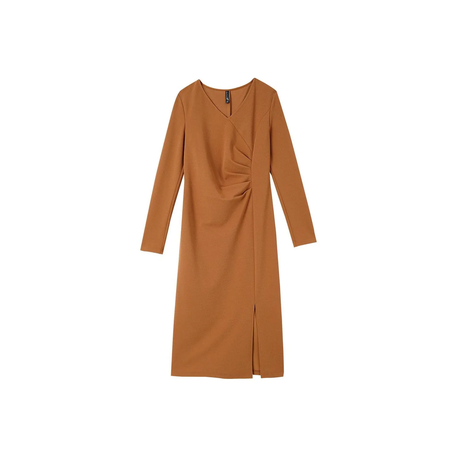 OUNIXUE Длинное платье с длинными рукавами женское грязно-оранжевый