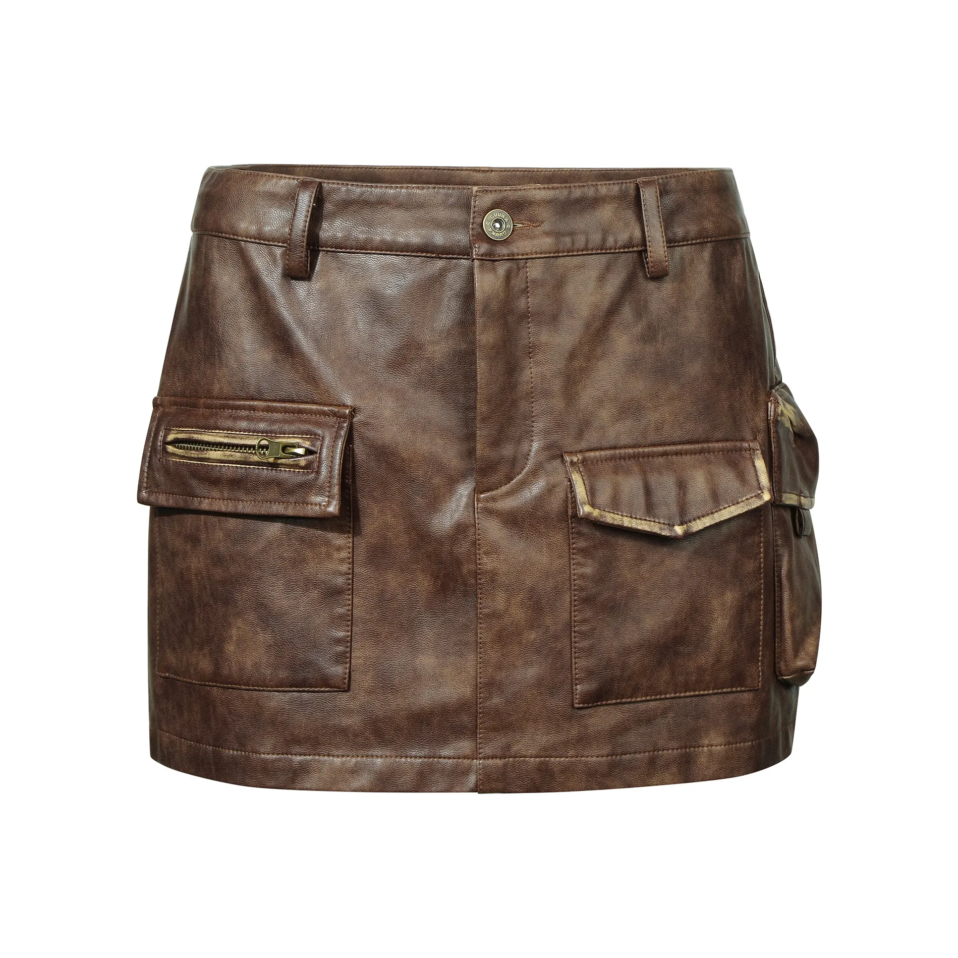Guuka Hero Leather Short Skirts Women's Brown