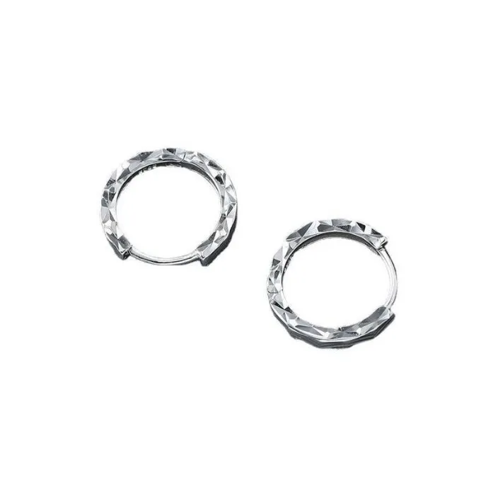 ZWU S999 Fine Silver Individual Versatile Hoop Earrings Accessories Unisex