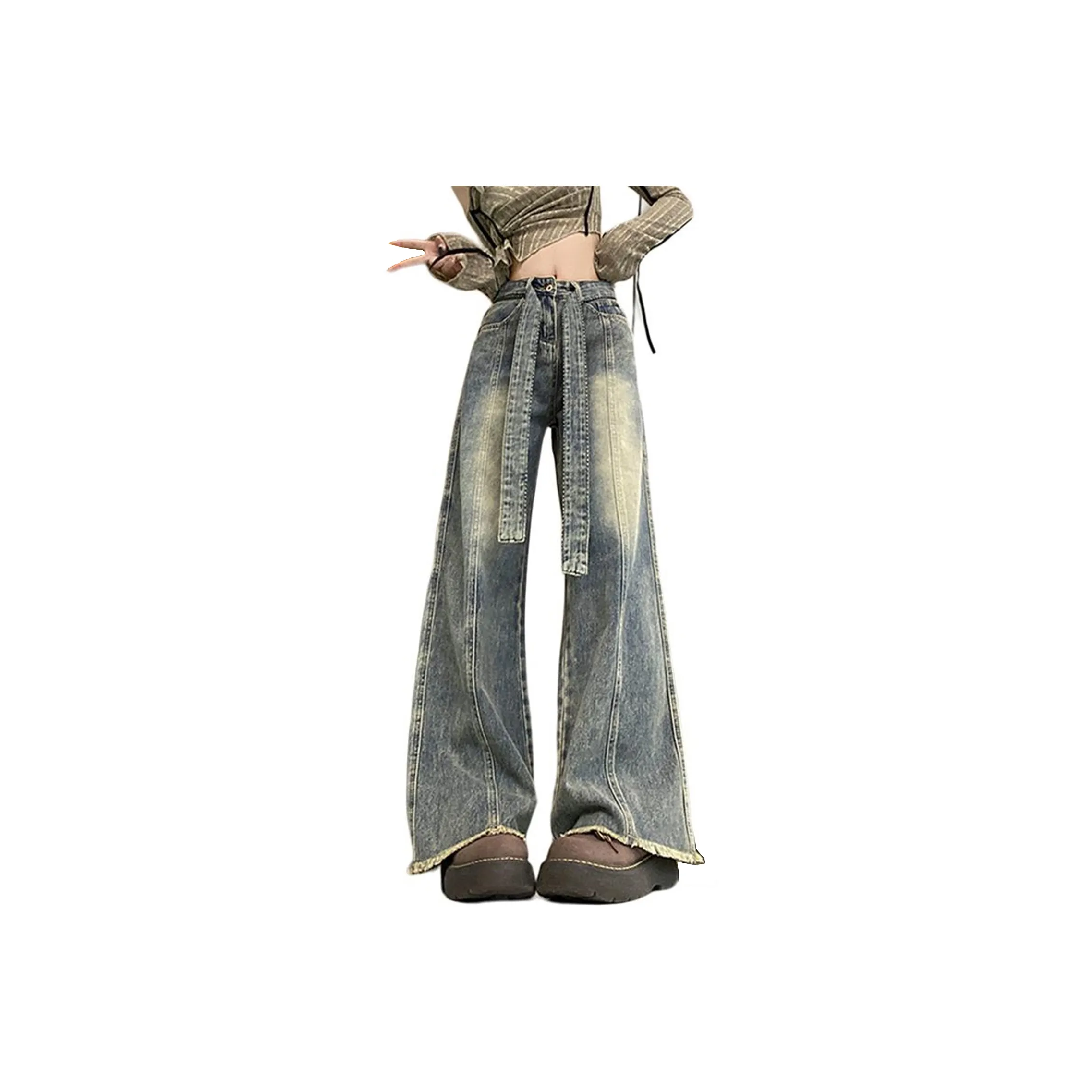 Menglaini Jeans Women's Nostalgic Blue