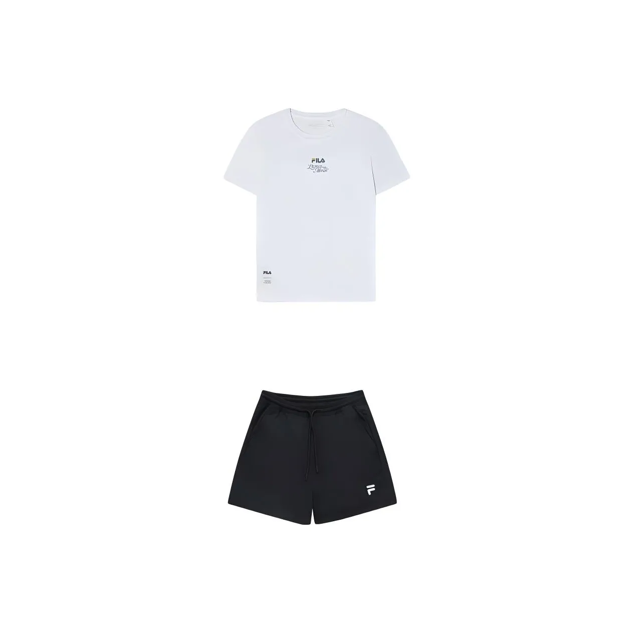 FILA Casual Suits Women's Set Bright White T Shirt+Black Shorts