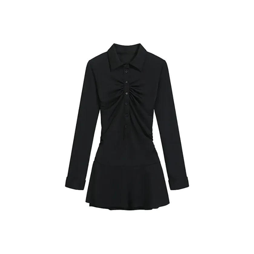 BIFH Длинное платье с длинными рукавами женское черное