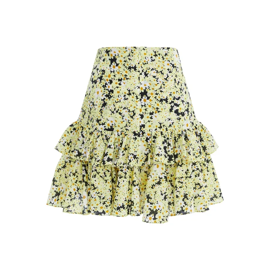 MOCO Casual Short Skirts Women's Black With Mixed Print