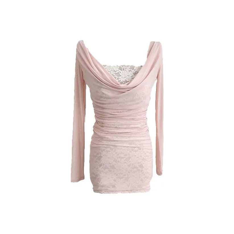 SYEEE WITH U Длинное платье с длинными рукавами женское розовое