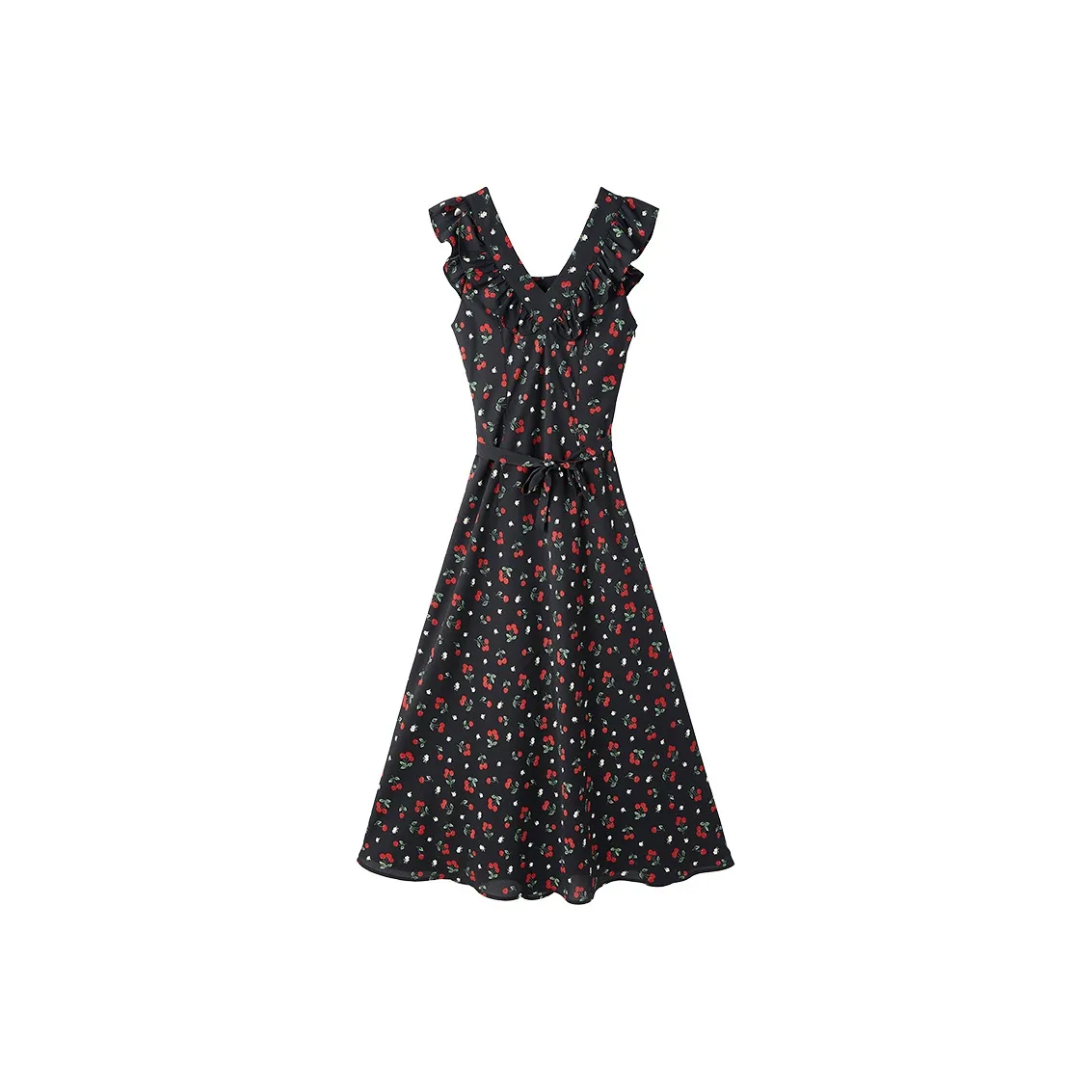 XIANGYING Sleeveless Dress Women's Black Floral